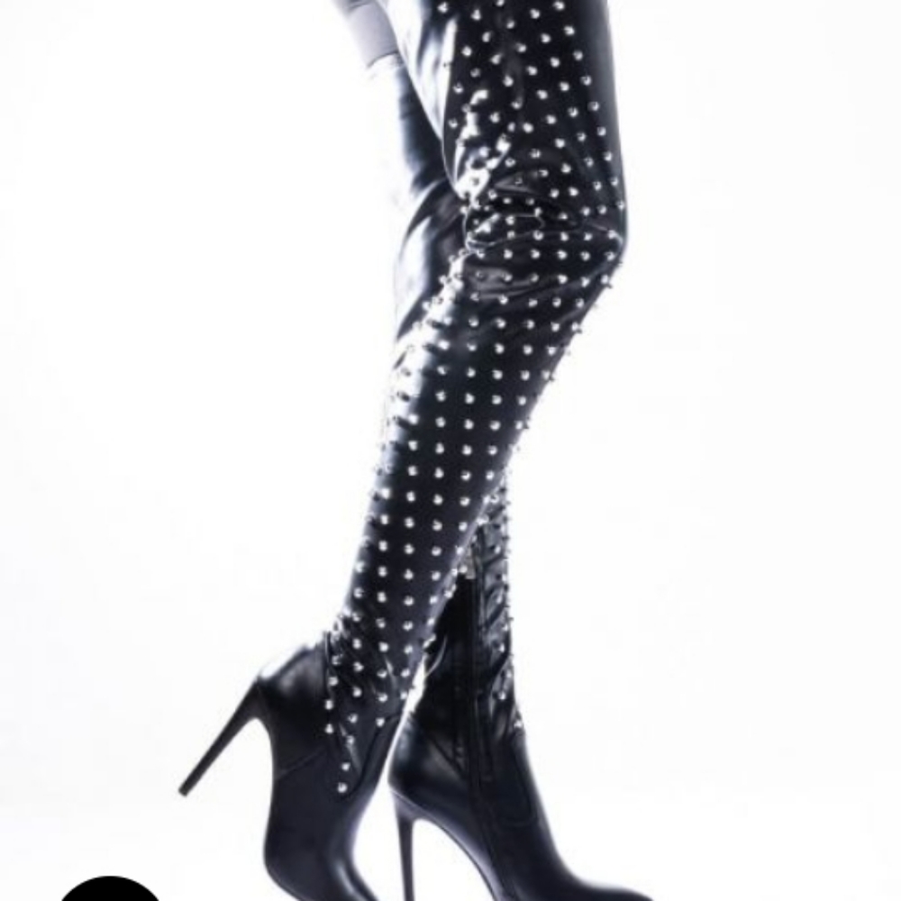 Thigh high boots w/ belt attach.